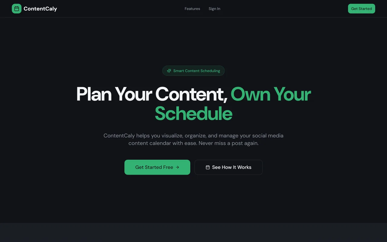 ContentCaly — screenshot of the live product