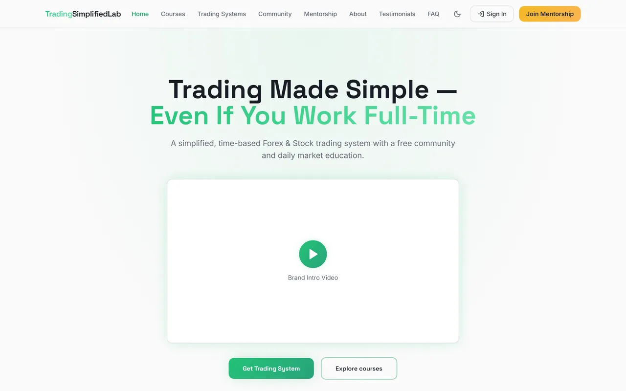 Trading Simplified Lab — screenshot of the live product